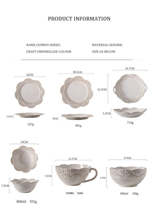 ชุดจานชามเซรามิควินเทจลายดอกเดซี่แบบนูน พร้อมหูจับสองข้าง สำหรับใส่ซุป ข้าว สลัด ผลไม้ เหมาะสำหรับชุดอาหารเย็น - Product Image 6