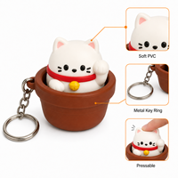 Porte-clés Mascotte de Bureau Mignonne en PVC Personnalisé avec Capuchon de Clavier Souple Imprimé Chat Porte-Bonheur – Fournisseur