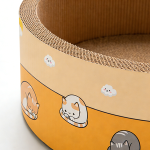 Großes Ovales Umweltfreundliches Wellpappe Modernes Luxus-Katzenkratzbrett Bett-Kombination Ganzjährig Kratzfest - Product Image 3