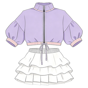 Conjunto Casual de 2 Piezas para <span class=keywords><strong>Niñas</strong></span>, Top con Mangas Abullonadas y Cierre, Falda con Volantes, <span class=keywords><strong>Ropa</strong></span> de Verano para Niños, Conjunto de <span class=keywords><strong>Tenis</strong></span> Infantil - Product Image 5