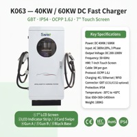 Nouveau chargeur rapide pour véhicules électriques 60 kW, à poser au sol, double pistolet, EVSE commercial, CCS1/CCS2/CHAdeMO/GB/T DC, écran tactile 7 pouces