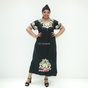 Abbigliamento musulmano modesto con stampa blu abaya PWB51F Cameroon boubou abito Hijab - Product Image 1