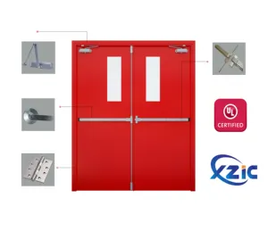 Red Steel Fire Resistant Door Customize Color Steel Fire Retardant Safety Security Exit Door