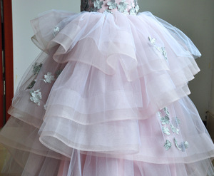 Robes de cérémonie brodées en dentelle avec appliques florales, nouvelle robe de princesse violette pour grandes filles, robe de mariée ou de fête d'anniversaire - Product Image 5