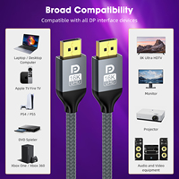 Cable DP Justlink 16K Trenzado Chapado en Oro DP2.1 para Computadora y Monitor con Resolución de 8K 60Hz 4K 240Hz