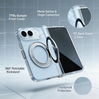 Casing Handphone Anti-Shock dengan Ring Magnet Tombol Logam, Stand Putar 360°, Bumper TPU+PC untuk Duo