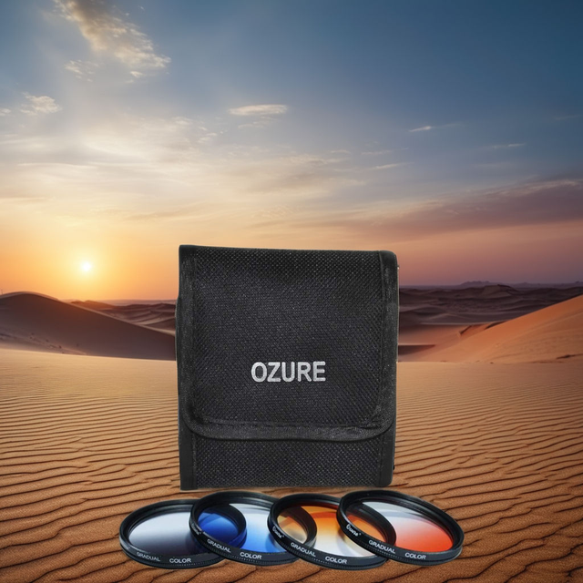 Ozure Professional 82mm Aluminum Screw-in Graduated Color Filter (Grey Blue Orange Red) for DSLR Cameras and Lenses