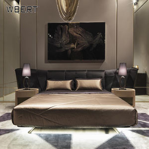 WBERT Cama doble de lujo italiana Post-Modern Diseño de tela simple Estilo suave para gran villa Boda Cama principal personalizada - Product Image 4
