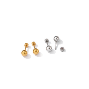 Orecchini a Sfera in Acciaio Inossidabile Placcati Oro, Gioielli Unisex Classici e alla Moda 47057 - Product Image 1