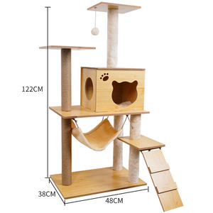 Árbol para Gatos de Madera de Alta Calidad, Diseño Moderno, Hecho a Mano, Excelente Opción, con Rascador para Gatos, Juguete para Mascotas, Venta al por Mayor - Product Image 1