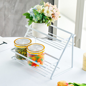 Double Layer Iron Storage Rack White <b>Desktop</b> Organizer For Makeup And Sundries - Product Image 4