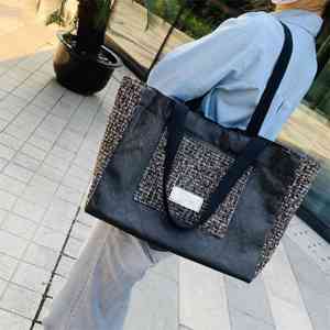 Phụ nữ lớn cuối tuần Tyvek giấy mua sắm Túi Tote Túi xách màu đen - Product Image 1