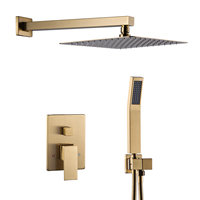Ensemble de douche à effet pluie noir mat avec robinet de régulation de pression en laiton, tête de 10 pouces, NPT 1/2