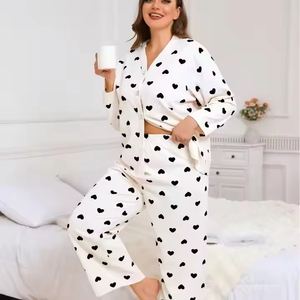 Women's Summer <b>Soft</b> Breathable Solid Color Long Sleeve Pajamas Set Comfortable Casual Loungewear Nightwear for Daily Wear - Product Image 3