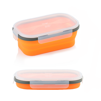 Conteneur à collation pliable en silicone de 1000 ml, homologué LFGB, compatible micro-ondes, avec fourchette