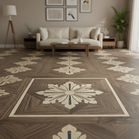 Parquet en bois véritable multicouche de luxe en forme de fleur de lotus, parquet royal naturel, parquet d'ingénierie artistique