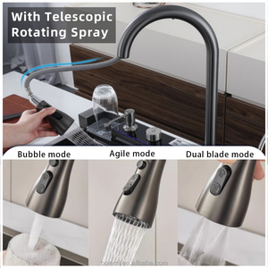 Wastafel Dapur OEM Besar Satu Slot dengan Layar Digital Model Air Terjun, Bahan Stainless Steel 304, Multifungsi Pintar dengan LED - Product Image 6