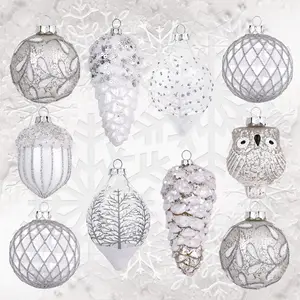 De gros hibou en verre ornements-Aeg — petits ballons décoratifs blancs pour décoration, ensemble de boules en verre pour noël