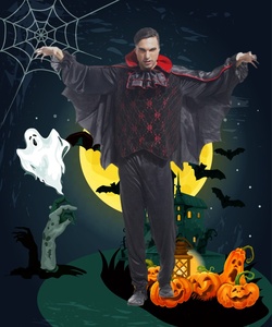 Tenue d'Halloween Vampires Médiévaux <span class=keywords><strong>Costume</strong></span> de Vampire <span class=keywords><strong>Chauve</strong></span>-<span class=keywords><strong>Souris</strong></span> <span class=keywords><strong>Homme</strong></span> Adulte - Product Image 4