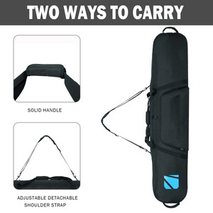 Bolsa para Tabla de Snowboard Impermeable, Funda Protectora para Esquís de SBR, Arnés Doble Desmontable, Bolsa de Nieve Portátil, Carcasa Rígida de Poliéster Antirrobo - Product Image 5