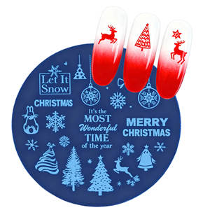 Pelat cap seni kuku Natal bulat profesional pelat cap kuku baja tahan karat kustom untuk pelat kelas Salon - Product Image 3