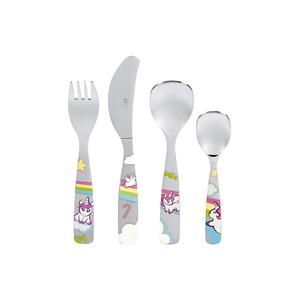 Cubiertos Infantiles de Unicornio, Juego de 4 Piezas: Tenedor, Cuchillo, Cuchara, Cucharilla, para Niños - Product Image 1