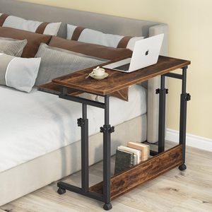 Chariot <span class=keywords><strong>mobile</strong></span> pour ordinateur portable réglable en hauteur, servant de bureau portable pour travailler debout près des canapés et des lits. Avec <span class=keywords><strong>plateau</strong></span> de clavier escamotable. - Product Image 1