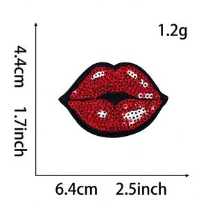 New Iron-On <b>Sequin</b> Glitter Embroidery <b>Red</b> Heart Lip Bow Xoxo Cherry Xoxo Valentine Patch for Clothes Hat Decoration - Product Image 6