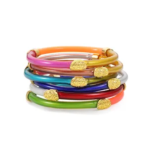 Manufacture Customize Fashion Creative Three Colors PVC Alloy Buckle Bracelet for Women Jewelry