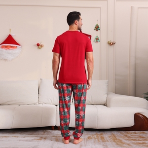 Familie bijpassende zomer kerstpyjama's dames heren kinderen elegante cartoonprint 2-delige ademende sneldrogende pyjama met korte mouwen - Product Image 2