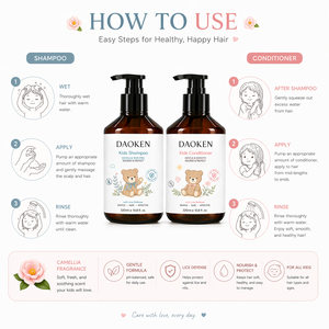 <span class=keywords><strong>Champú</strong></span> y Acondicionador para Bebés Camellia con Logotipo Personalizado, Marca Privada, Suave, Seguro y Anti-Piojos, Set de 320 ml - Product Image 3