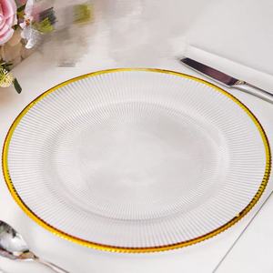 Vente <span class=keywords><strong>en</strong></span> gros 13 pouces élégant personnaliser vert <span class=keywords><strong>bleu</strong></span> or rose motif rayé rond assiettes de présentation <span class=keywords><strong>en</strong></span> <span class=keywords><strong>verre</strong></span> pour la décoration de mariage - Product Image 5