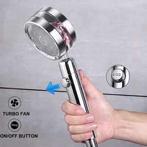 หัวฝักบัวแบบหมุนเทอร์โบชาร์จไฟใบพัดดีไซน์ทันสมัยหัวฝักบัวแบบหมุนหัวพัดลมเทอร์โบสีขาวชุบโครเมียมสวิตช์เ<span class=keywords><strong>ปิด</strong></span>/<span class=keywords><strong>ปิด</strong></span> - Product Image 6