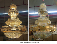 Lustre en cristal de grande taille pour escaliers d'hôtel, style Empire, luxe, doré