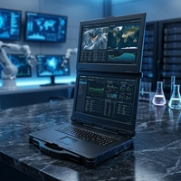 Ordinateur portable robuste industriel étanche avec double écran de 15,6 pouces, processeur Intel Core I7/i9, SSD jusqu'à 4 To, carte graphique NVIDIA RTX