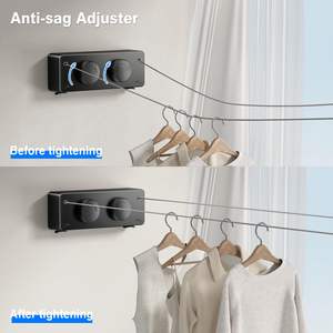 Nouvelle conception de séchoir mural gain de place, corde à <span class=keywords><strong>linge</strong></span> rétractable invisible de 4,2 mètres avec corde réglable - Product Image 6