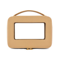 Boîte à maquillage portable 2026, étui carré transparent en cuir PU, sac à cosmétiques transparent en PVC, pochette pour le rangement des articles de toilette de voyage