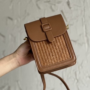 Mini Bamboo Woven Crossbody Bag 7 Inch Portable Travel Phone Bag Small Square Design Everyday Outfits Spring 2024 - Product Image 1