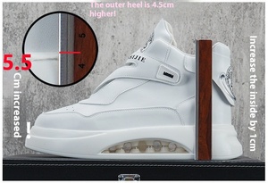 Nuovo arrivo <span class=keywords><strong>Sneakers</strong></span> Casual alte da <span class=keywords><strong>uomo</strong></span> Trendy con cuscino d'aria scarpe da basket con <span class=keywords><strong>tacco</strong></span> nascosto traspirante in Mesh bianco - Product Image 6
