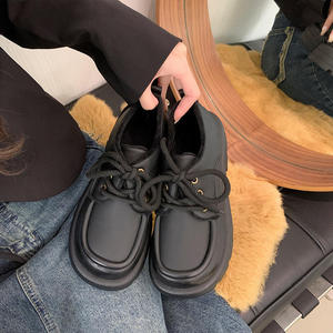 Chaussures pour femmes tendance à lacets, bout carré, antidérapantes, automne et hiver - Product Image 5