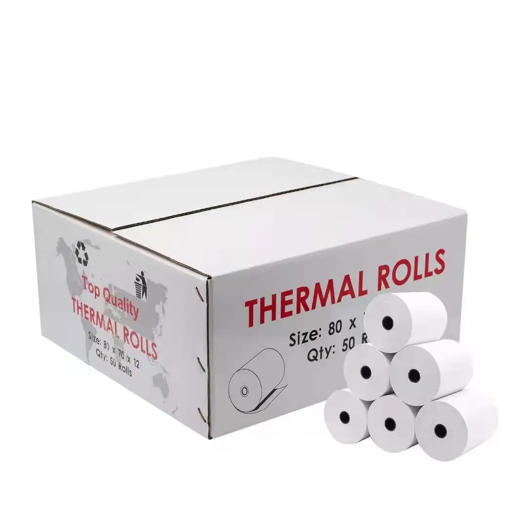 Wholesale 80x80mm Cash Register Paper 80x80 Thermal Paper Rolls Manufacture Customized 3 1/8 X 230 Thermal Paper Receipt Rolls