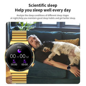 Reloj Inteligente <span class=keywords><strong>LIGE</strong></span> 2022 con Pantalla AMOLED, Llamadas, Resistencia al Agua IP67, Reproductor de Música, Correa de Acero Inoxidable para Hombre - Product Image 3