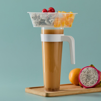 Tasses à thé jetables Hotpot Snack au lait Plateau à dessert aux fruits Gobelet en plastique 2 en 1 avec porte-bol et couvercle en plastique PP