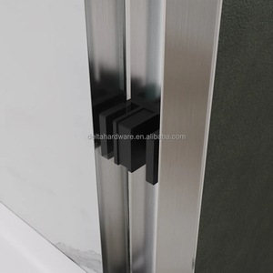 Hecho en China Níquel cepillado Baño Fusión Enmarcado Ducha deslizante doble 5/16 "Kit de recinto de puerta de vidrio templado transparente - Product Image 4