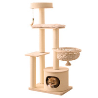 Arbre à chat de luxe en bois massif écologique, multi-niveaux avec condo, hamac et poteaux en sisal, tour d'activités intérieure pour chats petits/moyens