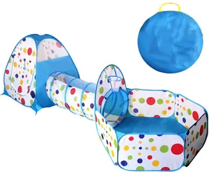 Blauw Multicolor Dot Goedkope Grote Kinderen Spelen Pop Up Tenten Set Met Tunnel Bal Pit Met Draagtas, gemakkelijk Vouwen