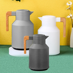 Jarra de café de 1000ml con mango de madera, doble pared, retención de calor al vacío, jarra térmica para café, jugos, té, color gris - Product Image 2