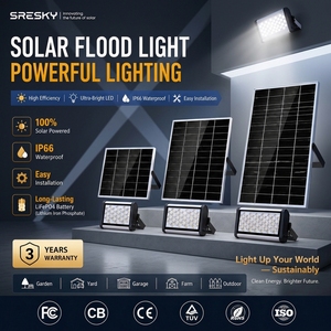 ไฟสปอร์ตไลท์ LED พลังงานแสงอาทิตย์แบบชาร์จได้ SRESKY สำหรับใช้งานกลางแจ้ง ไฟสปอร์ตไลท์ LED พลังงานแสงอาทิตย์สำหรับสวน 60w - Product Image 1
