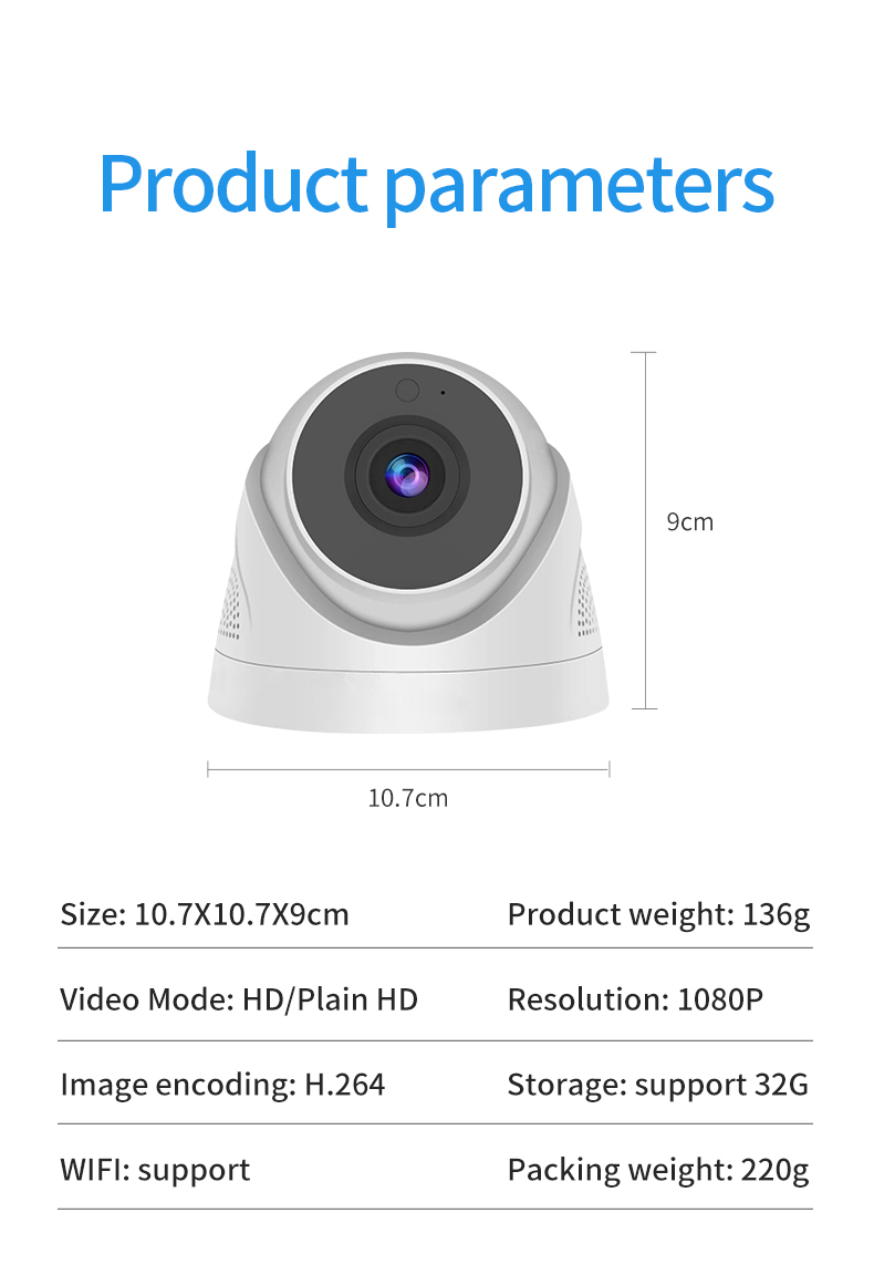 1080P HD Mini WiFi Wireless IP Cam Night Vision Indoor Smart Home Security CCTV Dome Ceiling Wall Mount for Baby Pet Monitoring · image 8