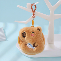Gantungan Kunci Boneka Kapibara Lucu dan Lembut Bentuk Roti Panggang, Hiasan Tas Kartun Hewan, Cetak Sablon Sutra untuk Anak Perempuan
